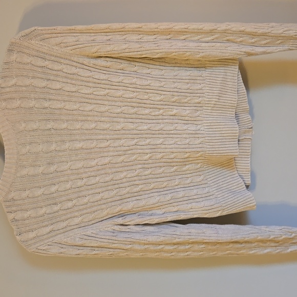 Hollister Cream Cable Knit Cardigan Womens M Medium Cotton Blend - Picture 5 of 7